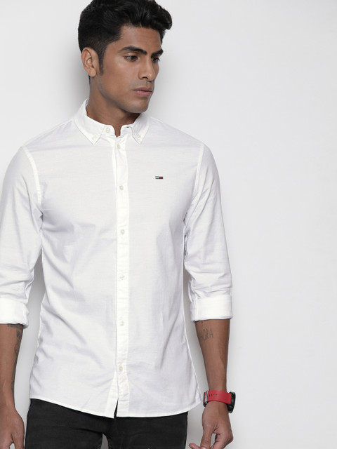 

Tommy Hilfiger Men White Slim Fit Solid Casual Shirt