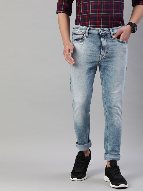 

Tommy Hilfiger Men Blue Skinny Fit Mid-Rise Low Distress Stretchable Jeans