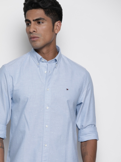 

Tommy Hilfiger Men Blue Regular Fit Self Design Casual Shirt