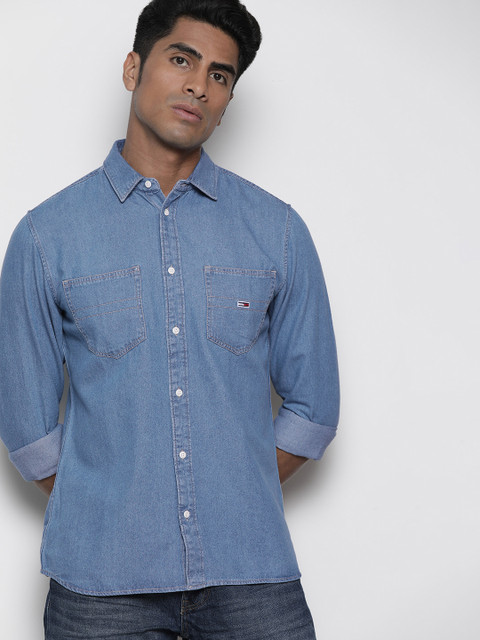 

Tommy Hilfiger Men Blue Faded Regular Fit Casual Denim Shirt
