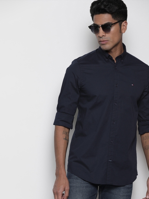 

Tommy Hilfiger Men Navy Blue Slim Fit Solid Casual Shirt