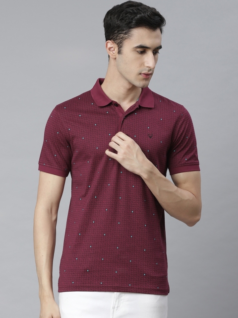 

Allen Solly Men Burgundy & Black Printed Polo Collar T-shirt