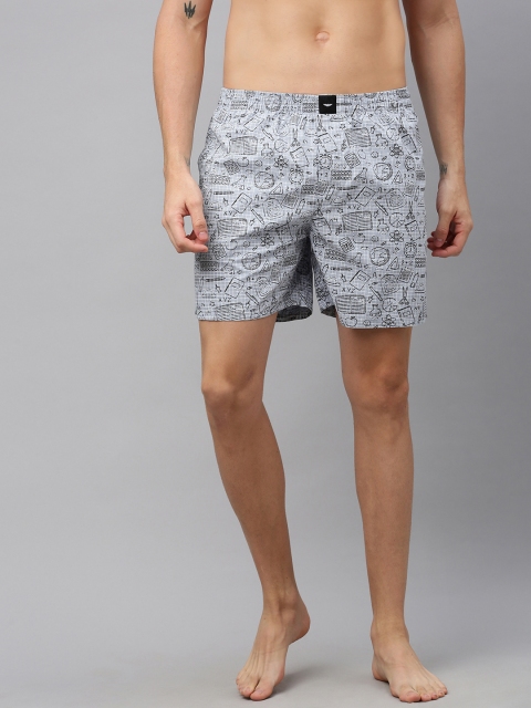 

Park Avenue Men Grey & Black Conversational Printed Pure Cotton Boxers PZUA00494-G3