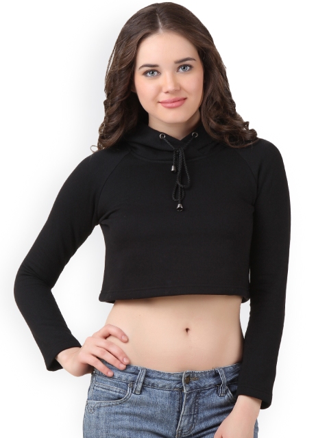 

Texco Black Hooded Crop Top