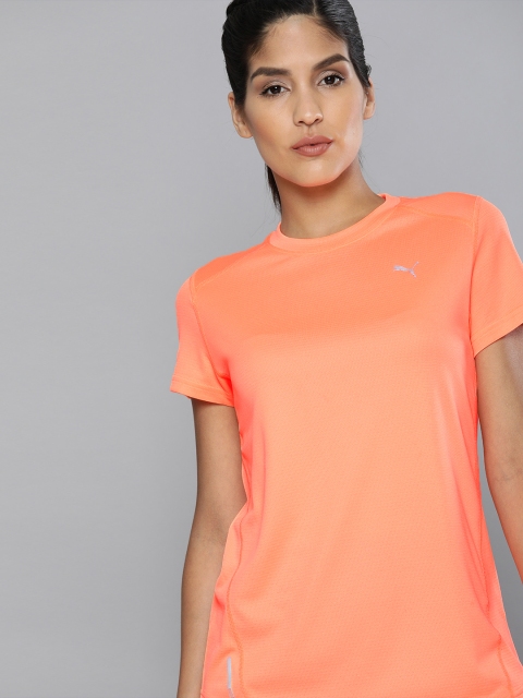 

Puma Women Orange Solid DryCell IGNITE Round Neck Running T-shirt