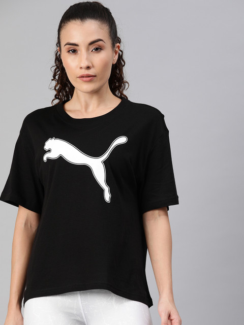 

Puma Women Black Relaxed Fit Printed Round Neck dryCell Technology Modern Sports T-shirt