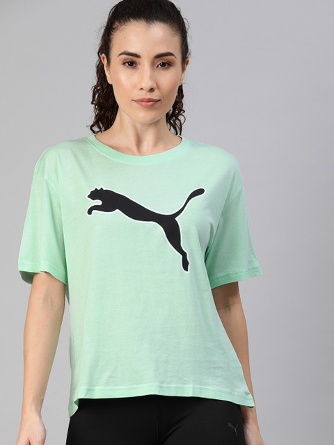 

Puma Women Green Relaxed Fit Printed Round Neck dryCell Technology Modern Sports T-shirt
