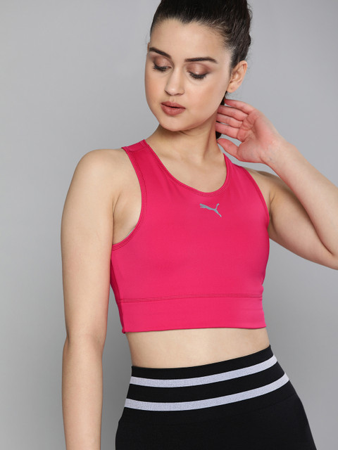 

Puma Pink Solid Non-Wired Lightly Padded Dry Cell Sports Bra 58147415