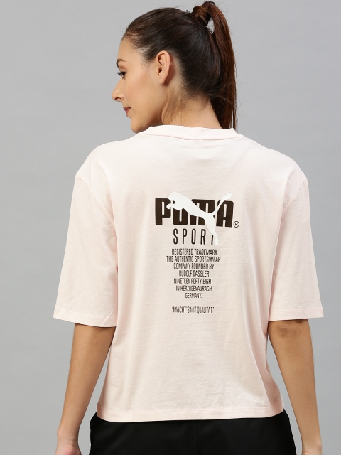 

Puma Women Peach-Coloured Back Printed Round Neck T-shirt