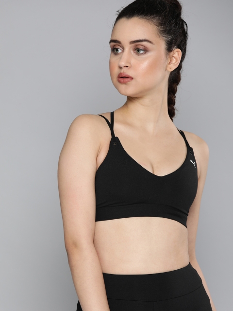 

Puma Black Solid Non-Wired Lightly Padded Strappy Studio Sports Bra 51829004