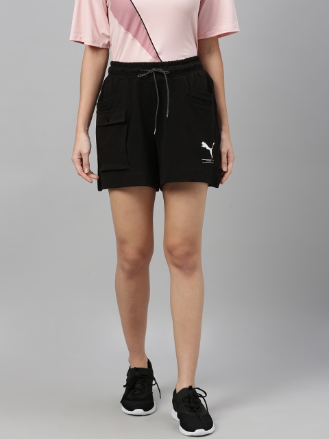 

Puma Women Black Solid Regular Fit Sports Shorts