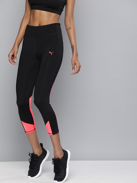 

Puma Women Black & Pink Colorblocked Always On Solid DRY-CELL Running Three-Fourth Tights
