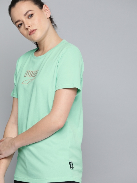 

Puma Women Green Printed Round Neck T-shirt