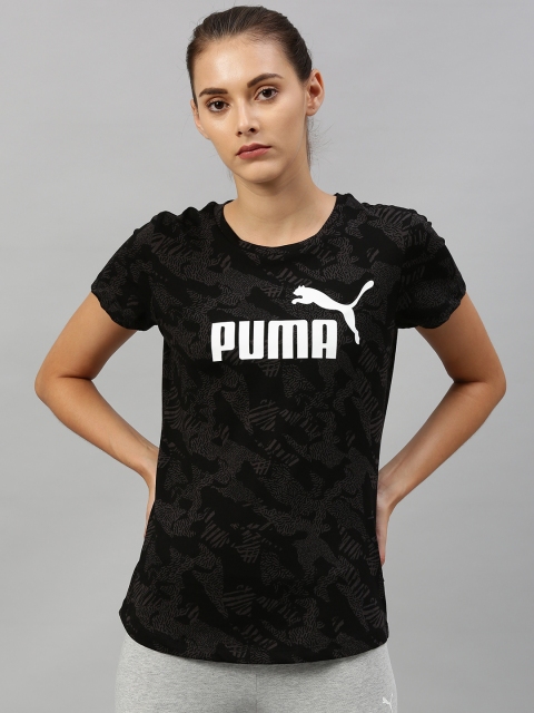 

Puma Women Black & Grey Printed Round Neck T-shirt