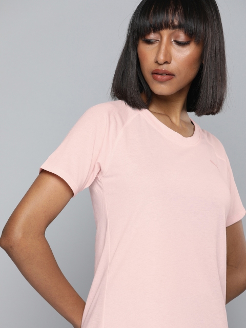 

Puma Women Pink Solid Round Neck T-shirt