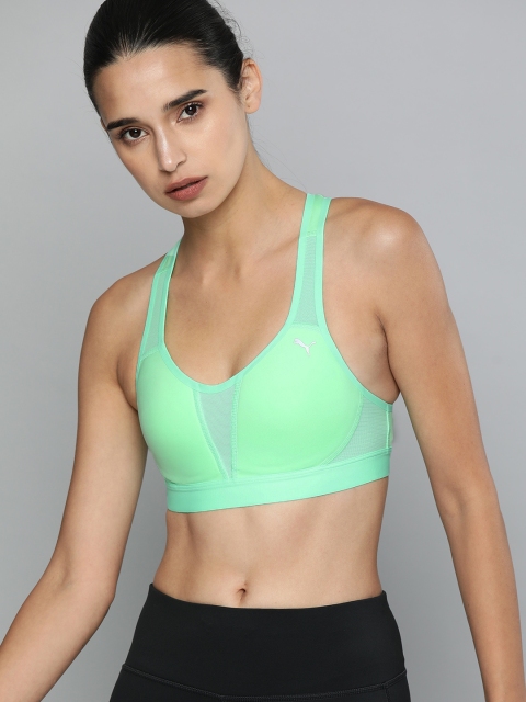 

Puma Sea Green Solid Non-Wired Lightly Padded Workout Training Bra
