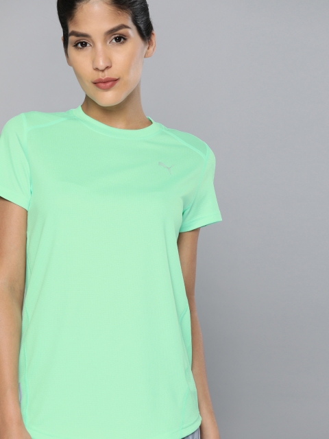 

Puma Women Green Solid DryCell IGNITE Round Neck Running T-shirt