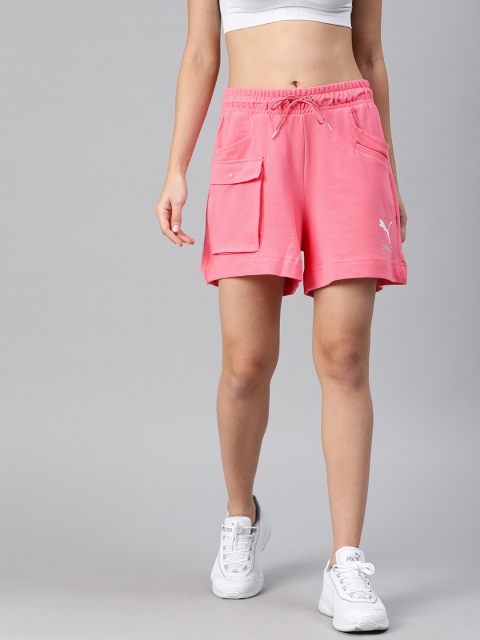 

Puma Women Pink Solid Regular Fit NU-TILITY Sports Shorts