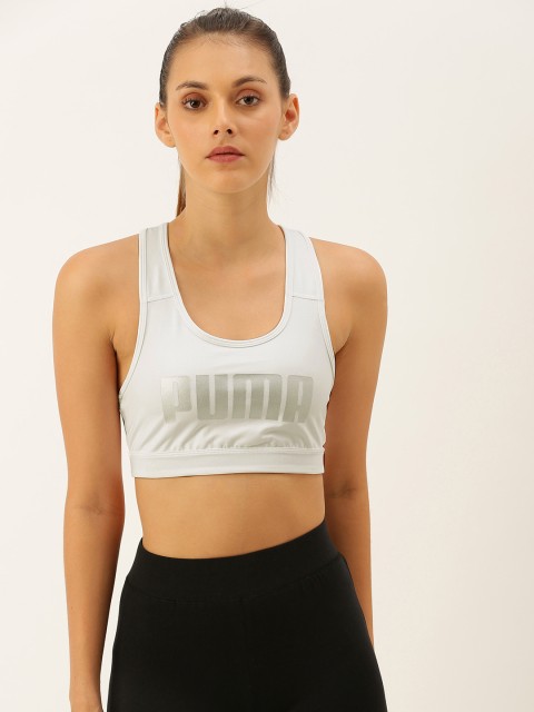 

Puma White Printed Non-Wired Lightly Padded Sports Bra