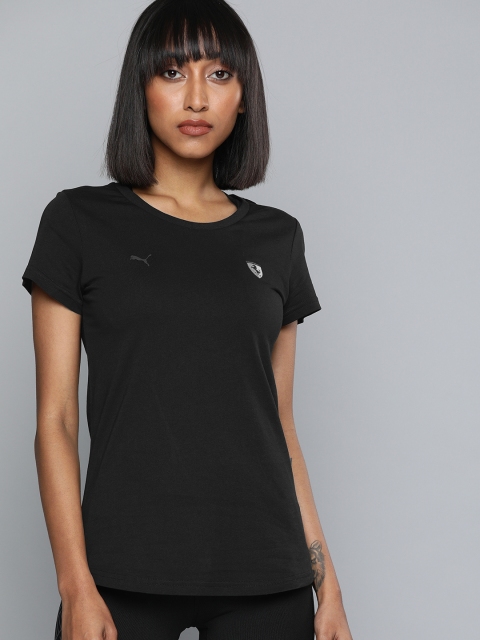 

Puma Women Black Solid Round Neck T-shirt