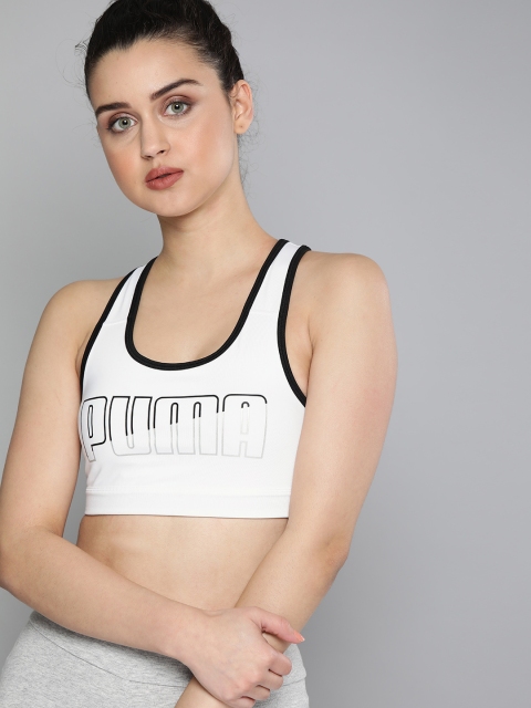 

Puma White Printed Non-Wired Non Padded 4Keeps Training Sports Bra 51915806