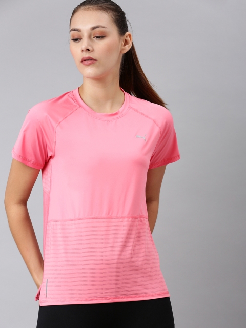 

Puma Women Pink Striped Round Neck T-shirt