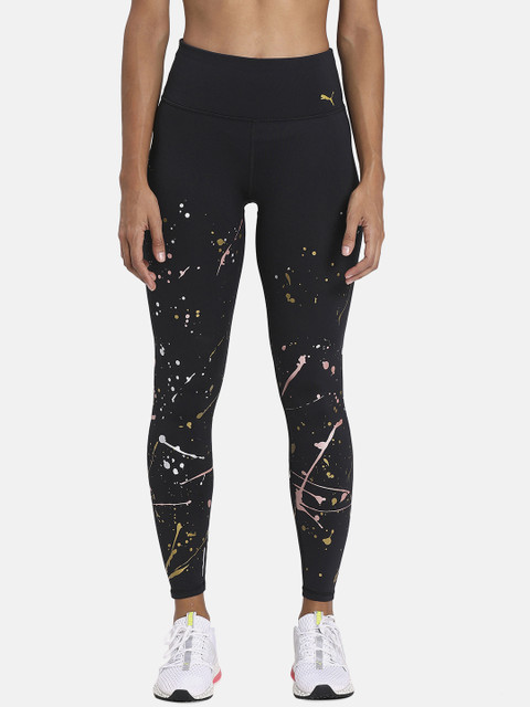 

Puma Women Black Printed Metal Splash Splatter Tights
