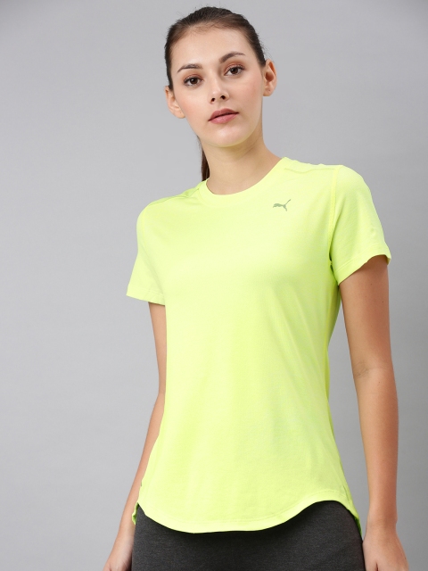 

Puma Women Lime Green Solid Round Neck IGNITE Heather T-shirt
