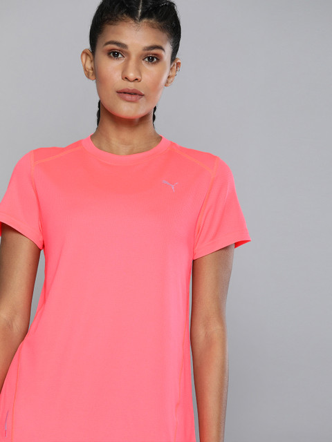 

Puma Women Pink Solid IGNITE Round Neck Running T-shirt