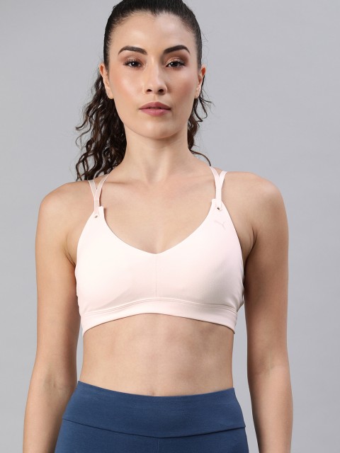 

Puma Pink Solid Non-Wired Non Padded Strappy Studio Workout Bra