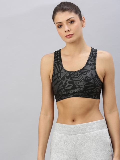 

Puma Black & Grey Printed Non-Wired Lightly Padded Sports Bra