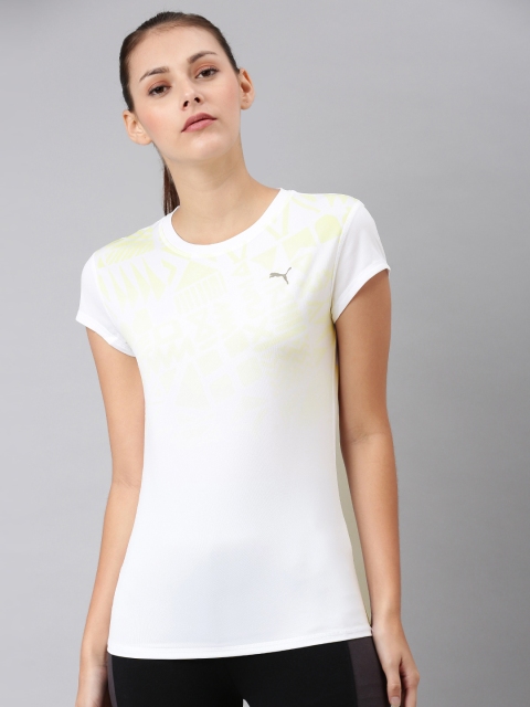 

Puma Women White Printed Round Neck T-shirt