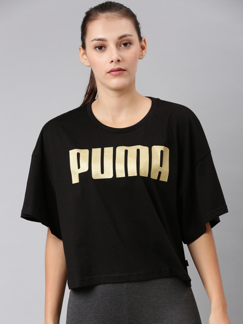 

Puma Women Black Printed Round Neck T-shirt