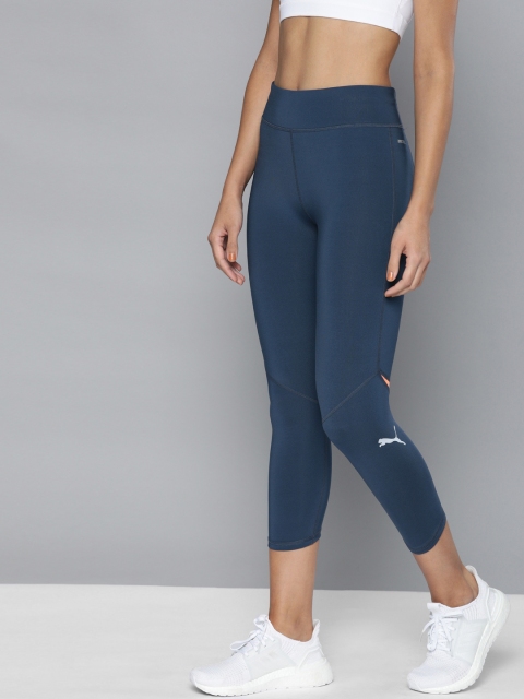 

Puma Women Teal Blue Solid DryCell IGNITE Cropped Running & Training Tights