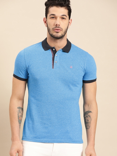 

United Colors of Benetton Men Blue Solid Polo Collar T-shirt