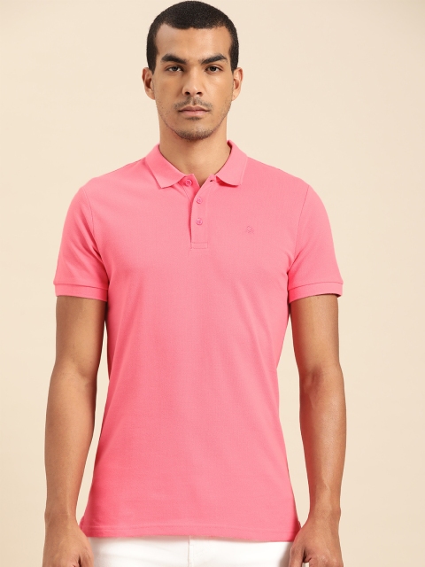 

United Colors of Benetton Men Pink Solid Polo Collar T-shirt