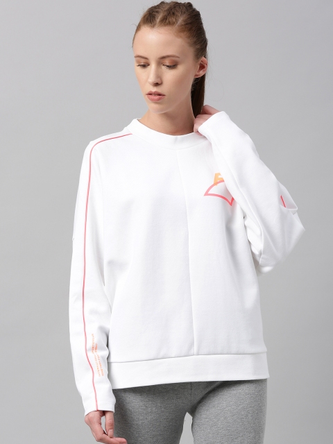 

Puma Women White Solid Evide Crew Sweatshirt with Printed Detail