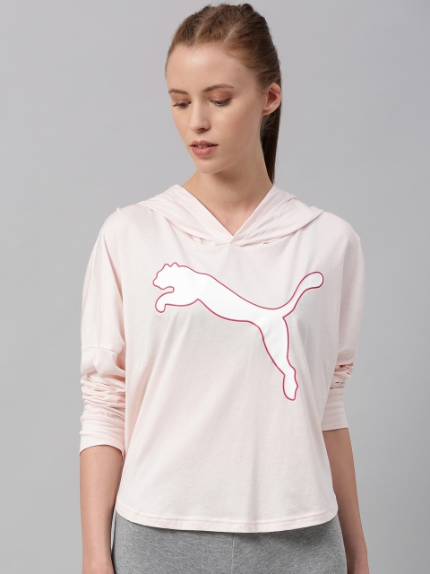 

Puma Women Pink Printed Hood Modern Sports Cover Up T-shirt