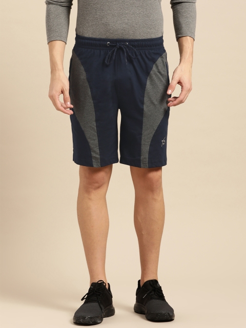 

Jockey Men Navy Blue & Charcoal Grey Colourblocked Straight Fit Sport Shorts