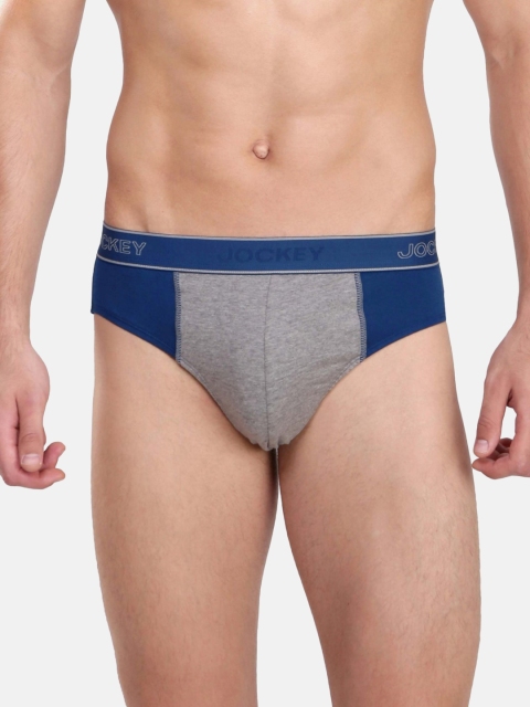 

Jockey Men Navy Blue & Grey Melange Colourblocked Briefs 1011-0105