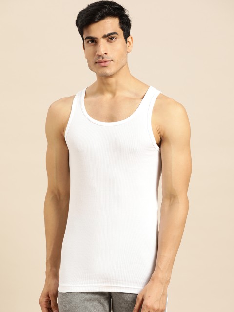 

Jockey Men White Solid Innerwear Vest
