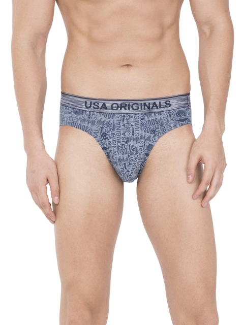

Jockey Men Grey Melange & Navy Blue Printed Basic Briefs US69-0105-BUJPR