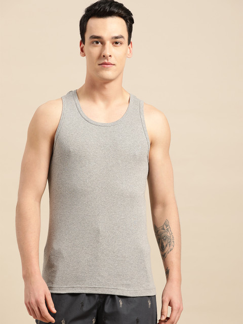 

Jockey Men Grey Melange Solid Innerwear Vest
