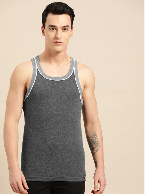 

Jockey Men Charcoal Grey Solid Innerwear Vest