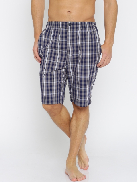 

Jockey RELAX Navy Blue & Grey Checked Lounge Shorts