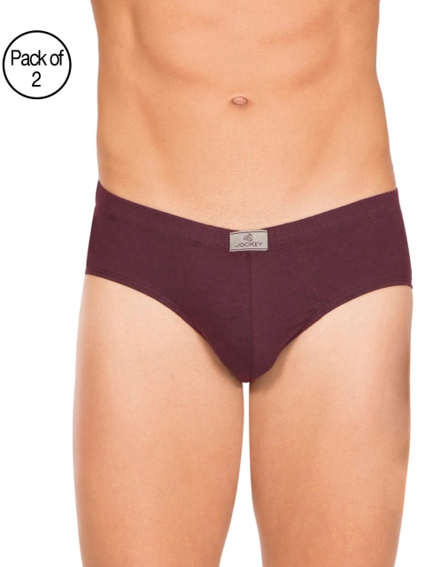 

Jockey Men Pack of 2 Burgundy Solid PocoT Briefs 8037-0205