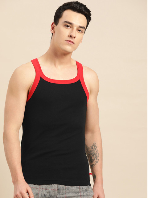 

Jockey Men Black Solid Innerwear Vest