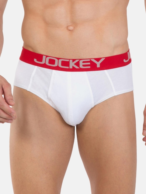 

Jockey Men White Solid Basic Briefs US14-0205