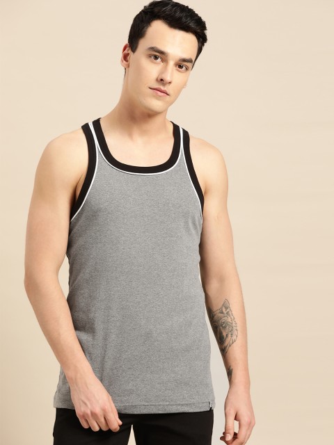 

Jockey Men Grey Melange Solid Innerwear Vest