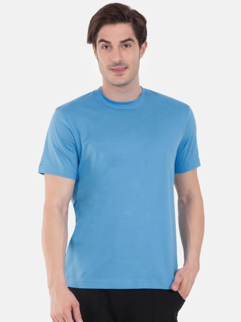 

Jockey Men Blue Solid Round Neck T-shirt